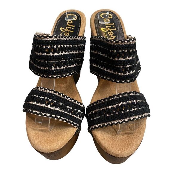 CALIFORNIANS Layla Women's Black Platform Wedge Slide Sandals NEW 10 - Picture 5 of 7
